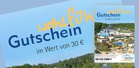 Online-Shop - Bild eines Gutscheins mit Sommerbild der Mineraltherme